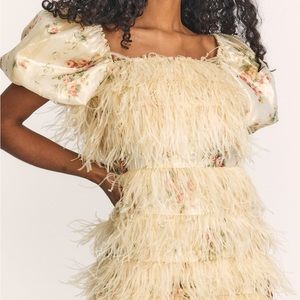 Women's Beryl Feather Mini Dress In Gold